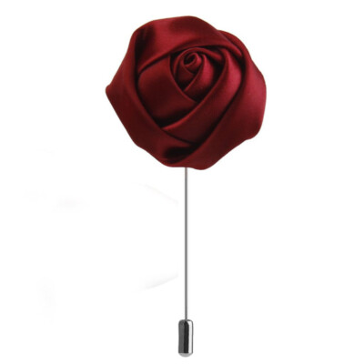 Bridegroom Red Boutonniere Rose Flower Brooch Men Lapel Pin