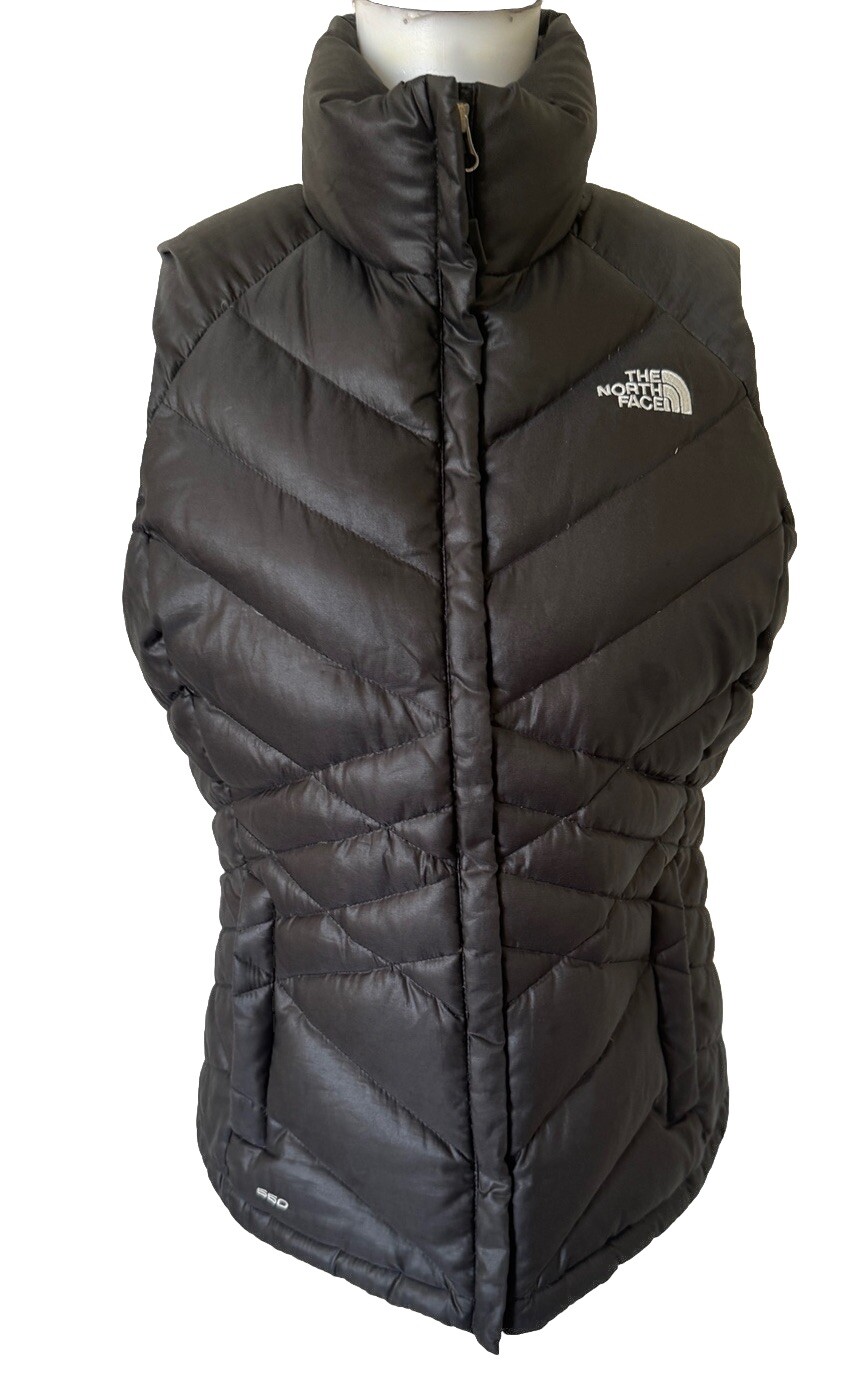 The North Face Womens 550 Puffer Vest in Dark Gray Medium Full Zip Goose Down