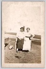 RPPC Two Edwardian Women On North Dakota Farm Real Photo Postcard J43