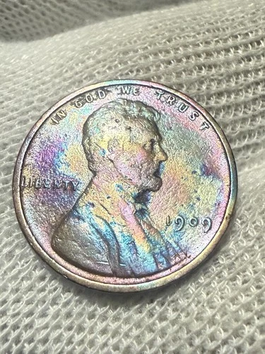 1909 VDB Philadelphia Mint Copper Lincoln Lustr AU +Wheat Cent High Grade Toned