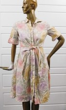 BLACK LABEL LAUREN RALPH LAUREN Floral Flare Linen Shirt Dress Women Midi sz 2