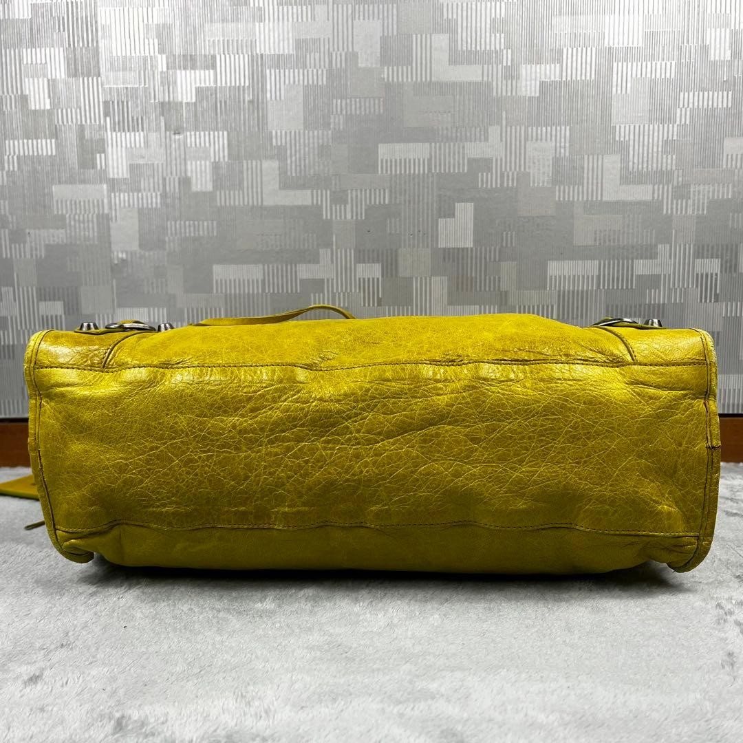 BALENCIAGA Classic City Shoulder Handbag 2Way Yellow Leather 115748 Authe