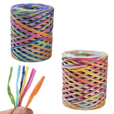 2Roll 80M Raffia Ribbon Packing Paper String for Gift Wrapping Party Decor Craft