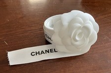 Authentic Chanel White Ribbon 2 1/2 yards, 1" W with 2 3/4" Camellia Flower