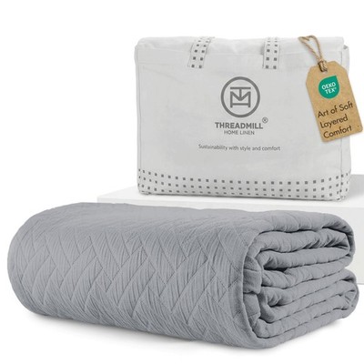 Threadmill Cotton Queen Blanket Scottish Grey 90x92