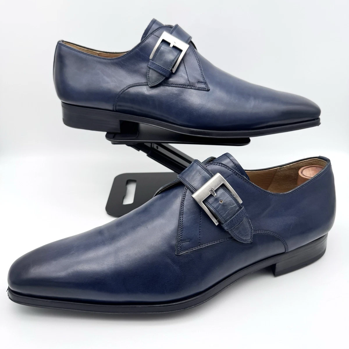 Men\'s 12 Magnanni Blue Leather Monk Strap Dress Shoes New Magnanni styles are live! brand new styles just dropped  main image 2