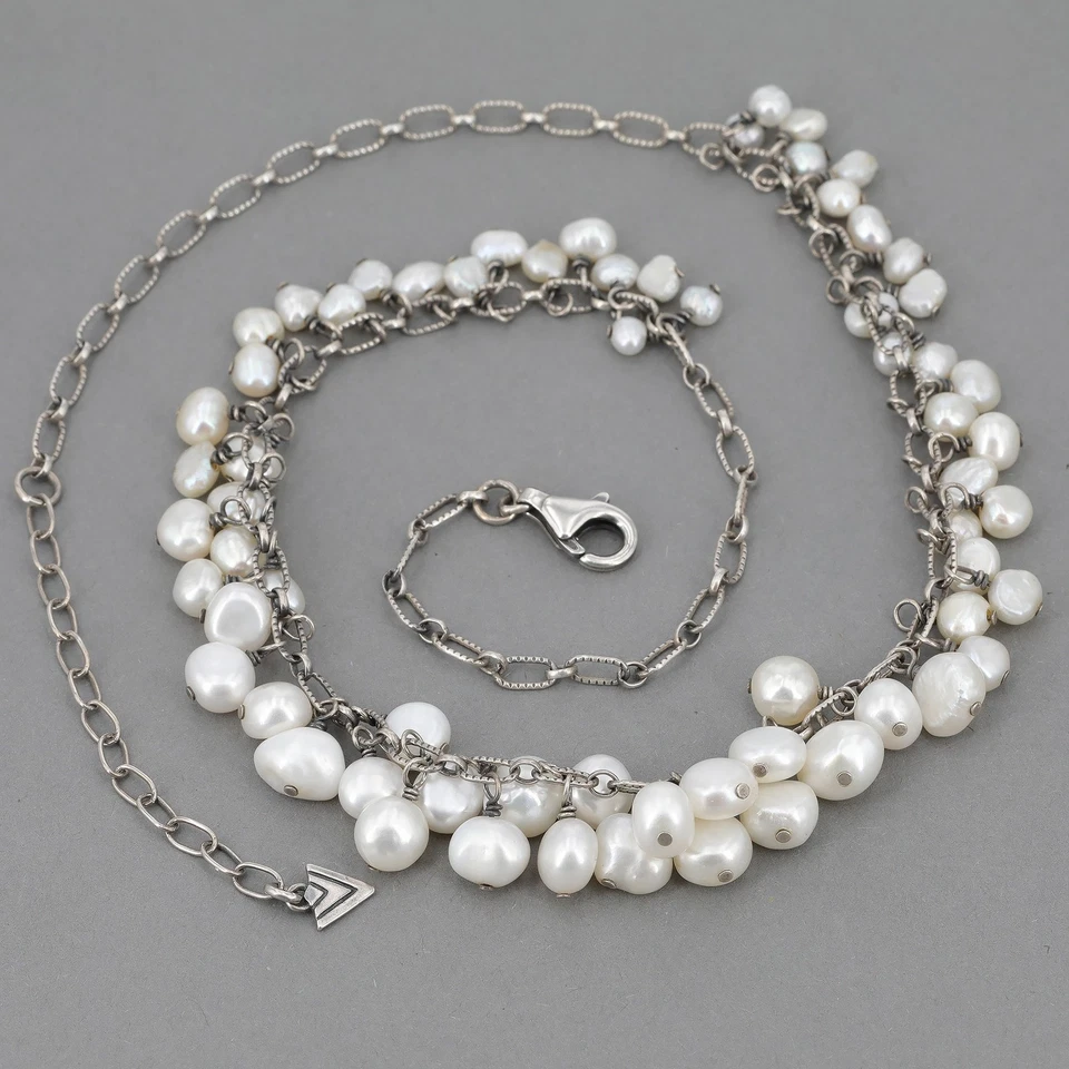 Collar Cha-Cha de plata esterlina Silpada retirado perlas de agua dulce cuelga N1723 Foto 2 de 4