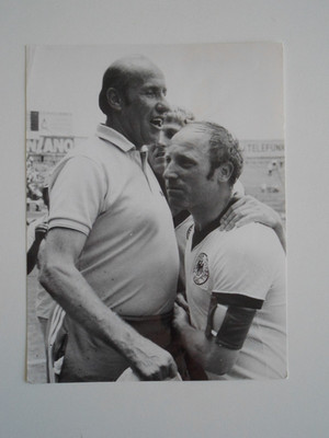 Deutschland-England WM70 Uwe Seeler + Helmut Schön Länderspiel Pressefoto N4
