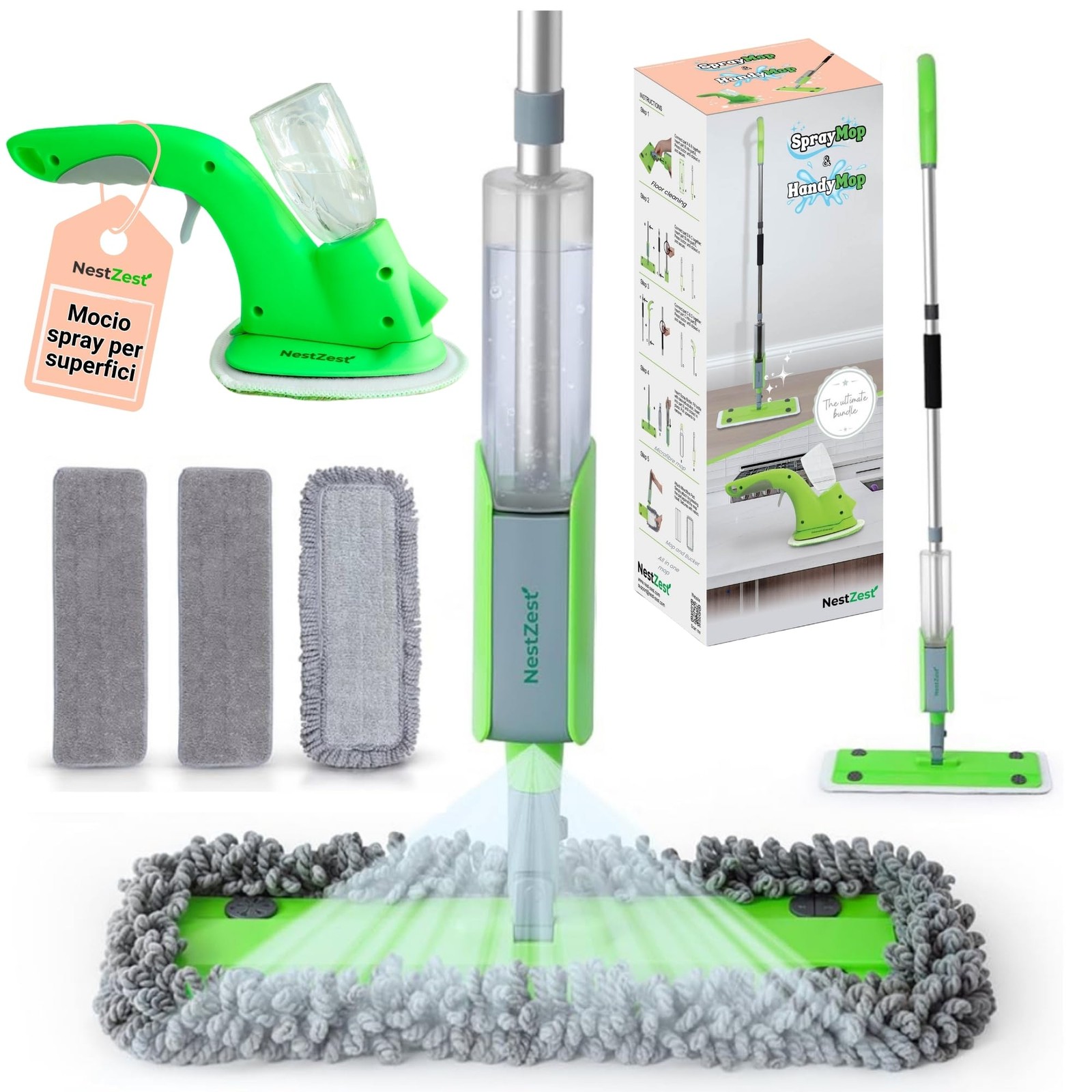 NestZest Spray Mop Ultimate Bundle (q7d)