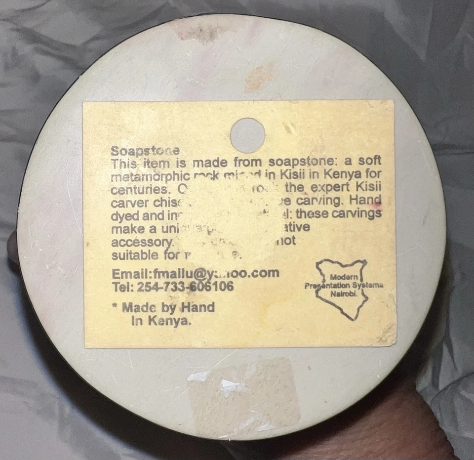 2 candelabros de piedra de jabón Kenia tallados a mano - pintados de cebra y jirafa - marcados Foto 4 de 4