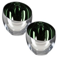 Fink GrüNe Teelichthalter Ø 11 Cm 2-Teiliges Glas Windlicht 2Er Kerzenhalter Set