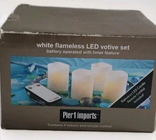 Pier 1 Imports LED Flameless Candles Votives Set Of 4 With Remote New