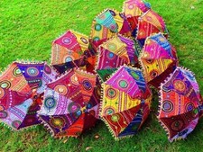 Indische Handstickerei 5 St&uuml;ck Lot Deko Sonnenschirm Vintage Sonnenschutz...