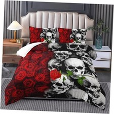 Skull Bedding Set Size,Goth Bedding Sets with Comforter,Skull Queen Skull 16