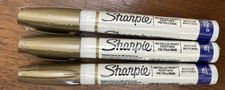 Sharpie Oil-Based Paint Markers Medium Point Metallic Gold Permanent Lot 3 Pens