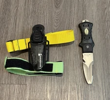 Vintage Scuba Diving Knife Sherwood Scuba 420 Fixed Blade Clip Sheath with Strap
