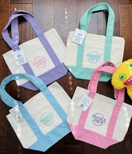 Trader Joe's Spring Pastel Mini Canvas tote Bags Set of 4 w/tag NEW
