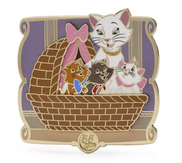 Disney Pins 2025 The Aristocats 55th Anv Pin – Duchess, Marie, Toulouse, Berlioz