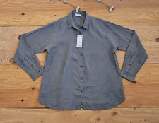 Uniqlo Long Sleeve Button Down Premium Linen Shirt Gray Sz L Work Dress 56 Olive