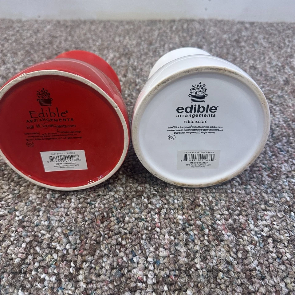 Red & White Edible Arrangements vases - Image 2 of 4