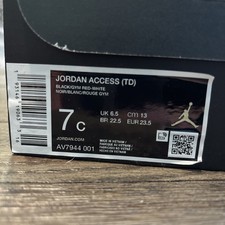 Size 7C Toddler Red Black  White Nike Jordan Access Sneakers with Box