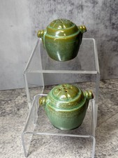 Frankoma Tab Handled Salt & Pepper Shaker Set - Prairie Green- ADA Clay