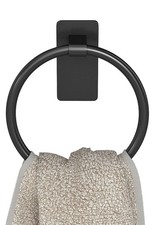 Hand Towel Holder for Bathroom, Adhesive round Towel Ring, Black  for Bath RV K