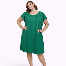Cos Shift Dress Womens UK8 Green Lightweight Fully Lined Short Sleeved Pleated
