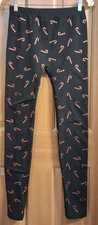 Capelli New York Black Leggings With Candy Canes Misses Size S/M