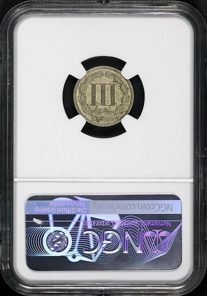 1889 Three Cent Nickel, Low Mintage-Final Year Issue, Scarce Proof Coin NGC PF61 - Image 3 of 4