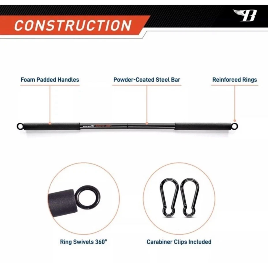 Bionic тела тренировки бар подходит все сопротивления группы с зажимом, 38 дюймов длиной новый! - Изображение 2 из 4