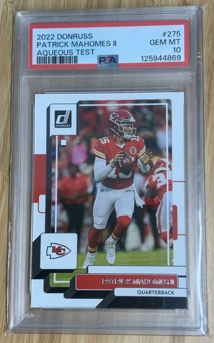 2022 Panini Donruss Patrick Mahomes Aqueous Test PSA 10 GEM MINT KC CHIEFS