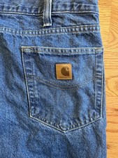 Carhartt B480 DVB Jeans Men's 38x32 Blue Traditional Fit Straight Denim Workwear