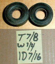 1 Pr RUBBER   Tires Slot Car NOS Replacement for ELDON T 7/8 X W 1/4 ID 7/16