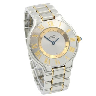 Vintage Cartier 21 must de Cartier 1330 31mm Silver Dial Two Tone Watch #W4 2