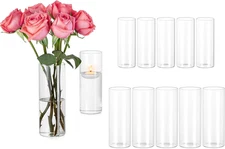 Glass Cylinder Vases for Centerpieces: Set of 12 Clear Hurricane Vases Bulk for 
