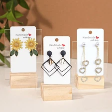 200 Pcs White Earring Cards, 2x3.5In Earring Display Holder Cards,Handmade wi...