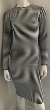 BNWT M&S Ltd Edition Black/White Striped Bodycon Dress Sz 8 Long Sleeve Free P&P