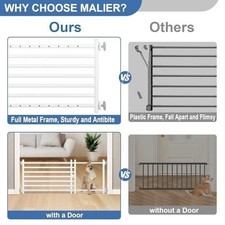 Malier Dog Gate with a Small Door, Extra Wide All Metal Short Dog Gate Pet