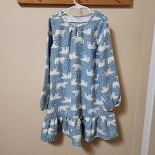Hanna Andersson Blue Polar Bear Flannel Nightgown