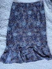 Sag Harbor Skirt 16 Vintage Blue Floral Flowy Boho Slit
