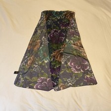 Vintage Baar  Beards Floral Sheer Scarf Purple Green Brown Long Oblong India
