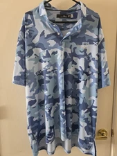 RLX Ralph Lauren Blue Camo Players Polo Golf Shirt Men's XXL