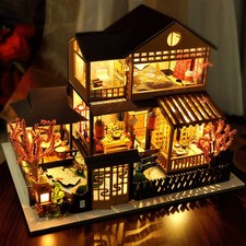 3D Wooden Puzzle Dollhouse Kit Mini House Building Model DIY Miniature Dollhouse
