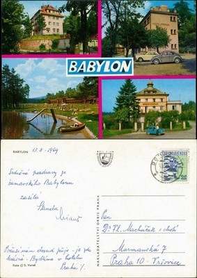 Babilon Babylon Mehrbildkarte ua. Hotel, Auto VW Käfer uvm. 1969