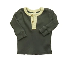 Quincy Mae Ribbed Henley Top Indigo Baby 0-3 Months Soft Cotton Shirt