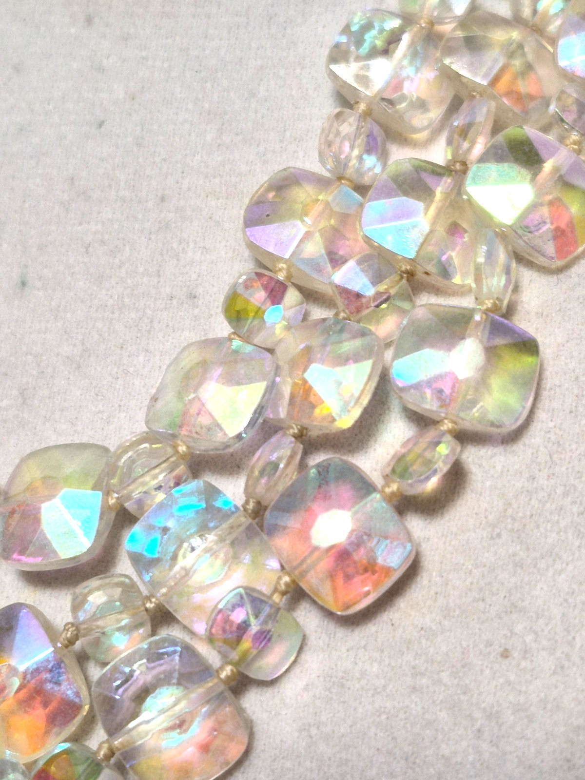 Vintage Glass rectangular Aurora Borealis Crystal… - image 3