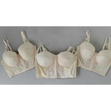 VINTAGE NEW 1960's Splendor Form Women's Cream Lace Bustier Bra 36B Lot of 3
