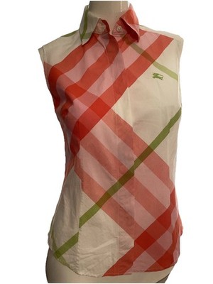 Burberry London Vintage  Button Down Sleeveless BlouseTop Sz 38 S/M Rare