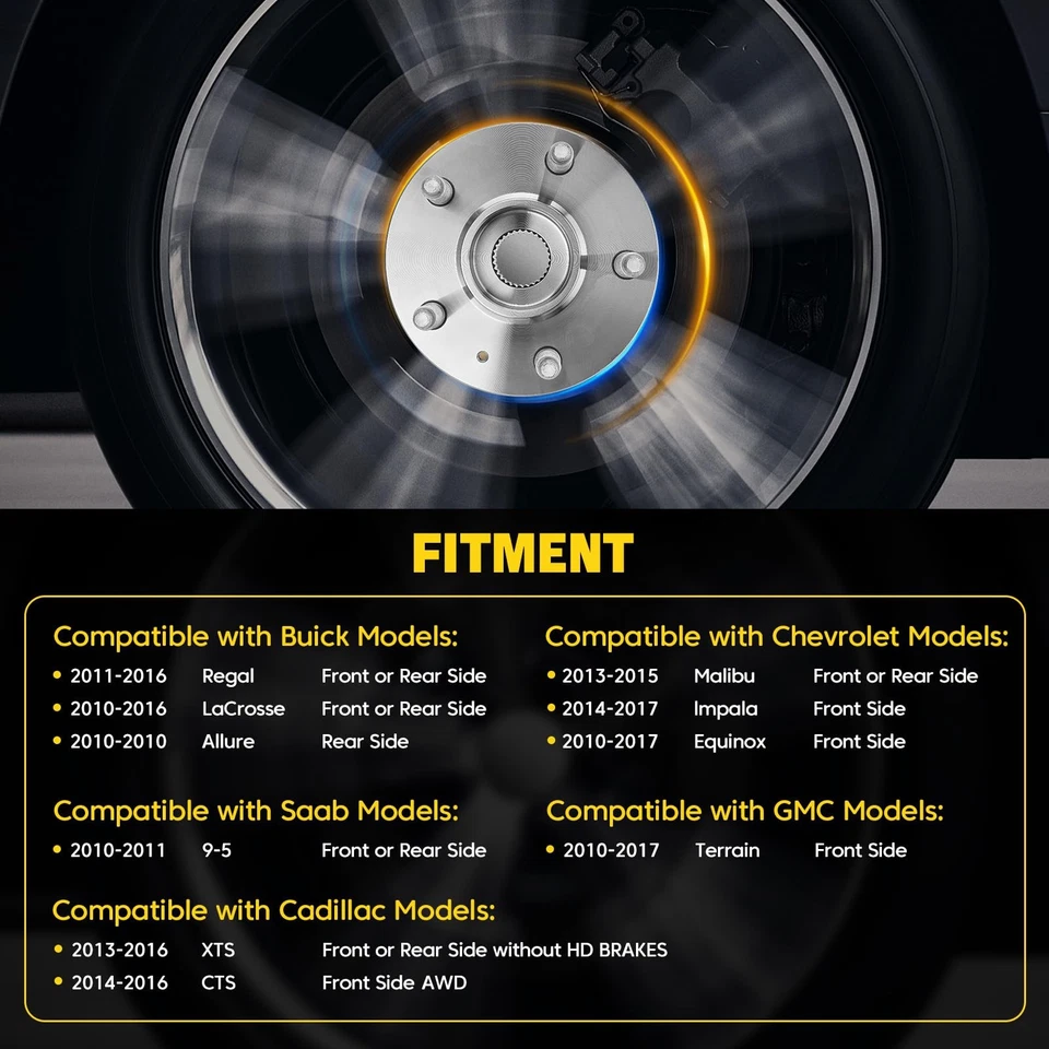 Set 2 Front Wheel Bearing Hubs For Chevy Equinox Buick Regal GMC Terrain 513288 - Image 2 of 4
